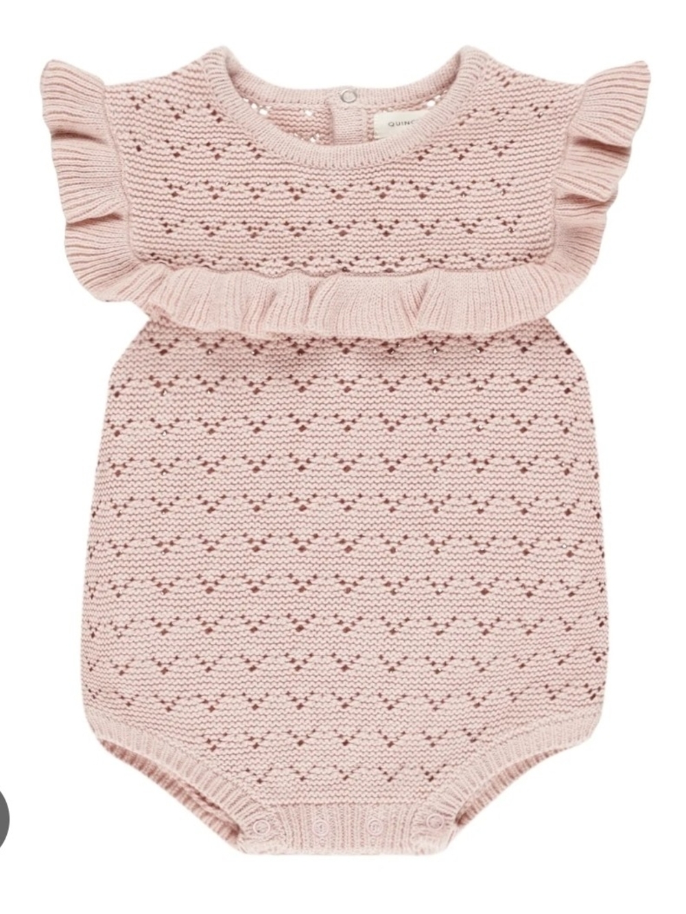 Quincy Mae 12-18m Girls Pink Pointelle Romper Nwt